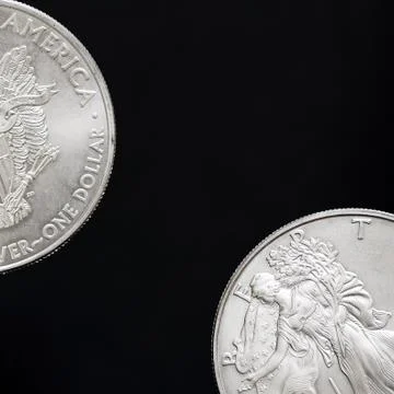 Two silver dollars, coins Stock Photos