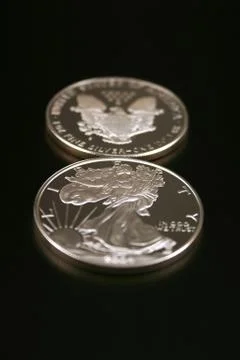 Two Silver Dollars Stock Photos