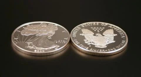 Two Silver Dollars Stock Photos