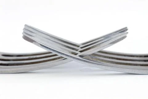 Two silver forks Stock Photos