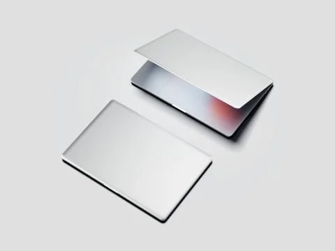 Two silver laptops. 3d rendering Illustration