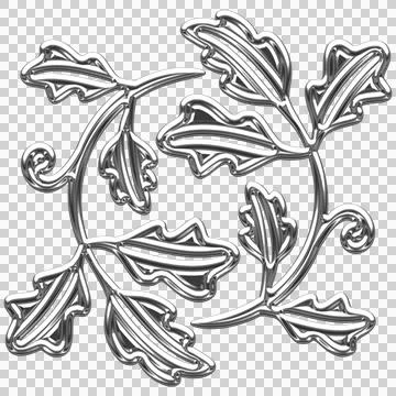 Two silver oak branches Stock Illustration