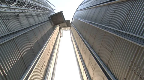 Two silver silos view from below Vidéo 36790785