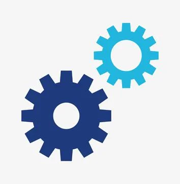 Two simple blue gear icons on white background. Stock Illustration