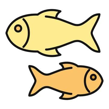 Two simple fish icons swimming design Stock Illustration