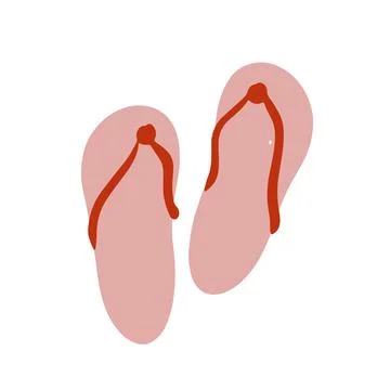 Two simple flip flops depicted in a hand drawn style, ideal for summer Stock Illustration