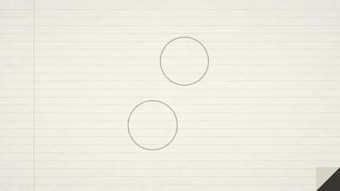 Two simple geometric circles on lined paper background illustration Stock Illustration