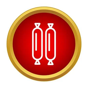 Two simple line sausages icon in red circle Stock Illustration