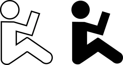Two simple male figures Sitting silhouette vector Stock Illustration