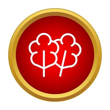 Two simple outline trees icon on red button Stockillustratie