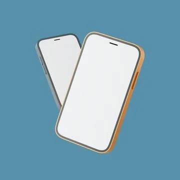 Two Simple smartphones with blank screen 3d render illustration. Stock Illustration