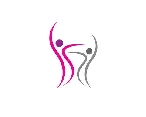 Two simple swoosh figures dancing together in flat style Stock Illustration