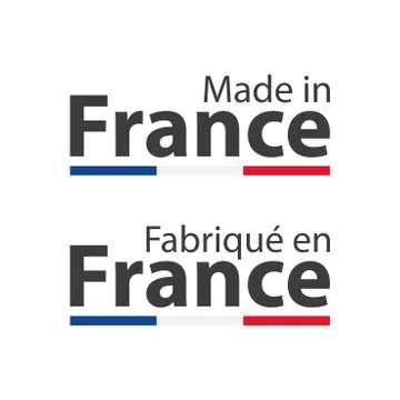 Two simple vector symbols Made in France, signs with the French tricolor Illustrazione stock