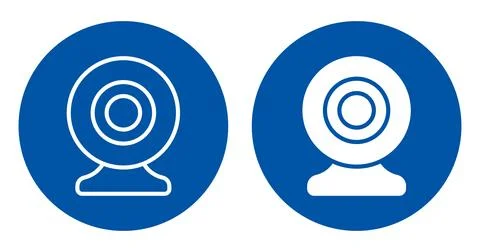 Two Simple Web Camera Icons in Circular Shapes for Digital Communication Ilustração Stock