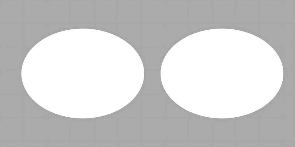 Two simple white ovals on a solid gray background representing symmetry and.. 스톡 일러스트