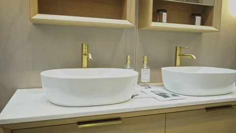 Two sinks in a modern bathroom Stock Footage 274500295