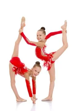 Two sisters gymnasts Stock Photos