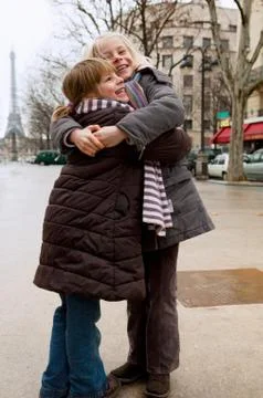 Two sisters hugging Stock Photos