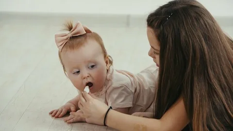 Two Sisters playing with lipstick Video stock 75252089