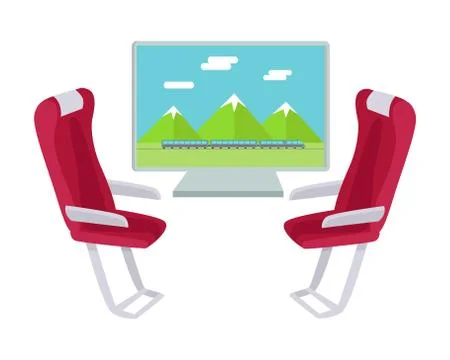 Two Sits and View from Window Isolated on White Stock Illustration