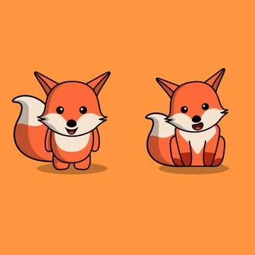 Two Sitting Fox Stock Illustration