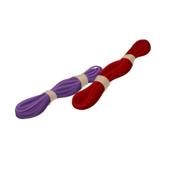 Two skeins of embroidery thread. Material for cross stitch. Needlework theme Stock Illustration