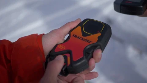 Two Skiers Testing their GPS trackers Stock Footage 130078352