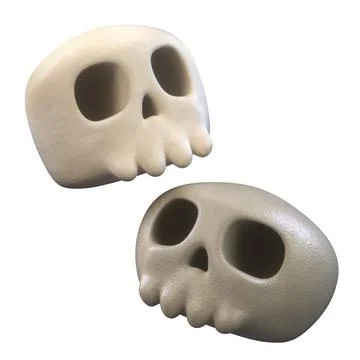 Two skull with hollow eye sockets isolated object on white background for H.. Stock Illustration