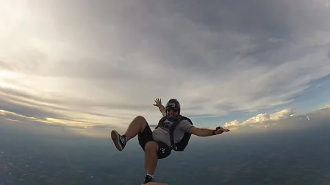 Two skydivers having fun Stock Footage 98842547