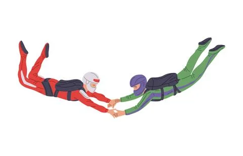Two skydivers, vector illustration isolated on white background. イラスト素材