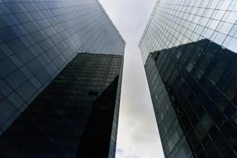 Two skyscrapers from below Stock Photos