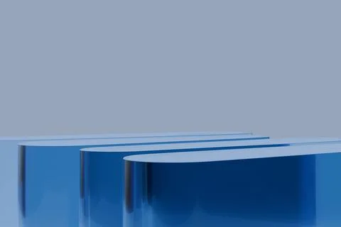 Two sleek, rounded, translucent blue blocks with subtle reflections sit on .. Stock Illustration