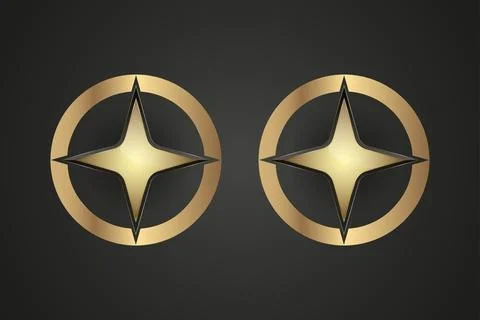 Two sleeks, four-pointed golden star at its center, exuding a sense of pres.. Stock Illustration