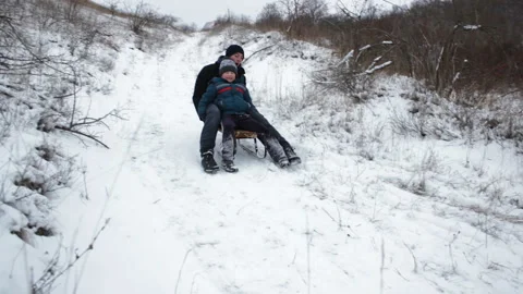 Two sleigh rides in winter Stock Footage 121119342