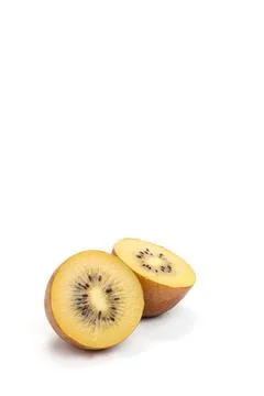 Two slice of kiwi isolated on a white background. Exotic food. Vitamin cocktail Stock Photos