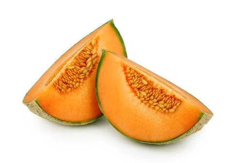Two slice of melon isolated on white background Stock Photos