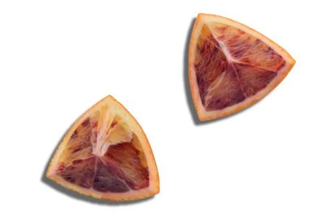 Two slice of red orange on white background Stock Photos