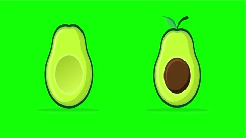 Two Slices Of Avocado On Green Screen Background Stock-Footage 221699223