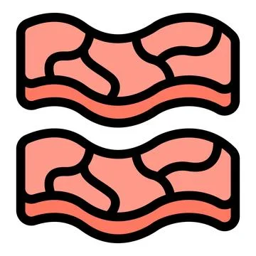 Two slices of bacon showing marbling, illustrating delicious breakfast food Stock Illustration
