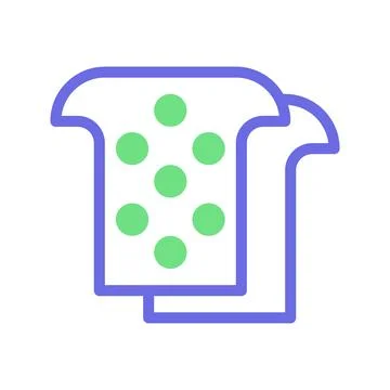 Two slices of bread with green dots. Simple food illustration. 스톡 일러스트