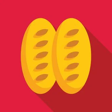 Two slices of bread with long shadow on red background Stock Illustration