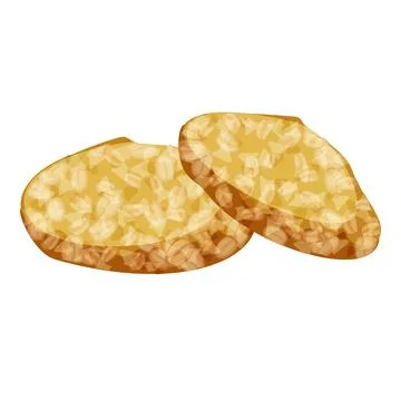 Two slices of bread with oats lying on top of each other Stock Illustration