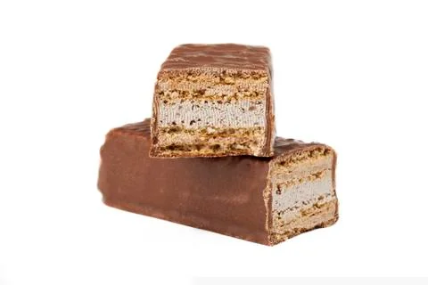 Two slices of chocolate bars Stock Photos