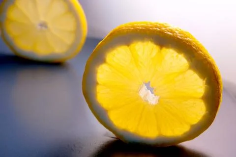 Two slices of lemon Stock Photos