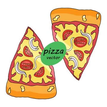 Two slices of pizza isolated. Vector illustration Stock Illustration