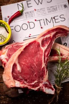 Two slices of raw beef steak ready to cook Stock Photos