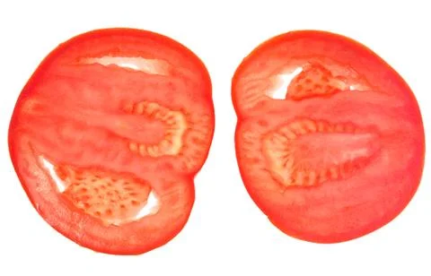 Two slices red tomato Stock Photos