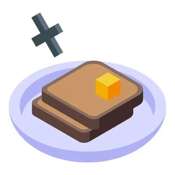 Two slices of toasted bread with butter on a plate with a delete symbol, repr 스톡 일러스트