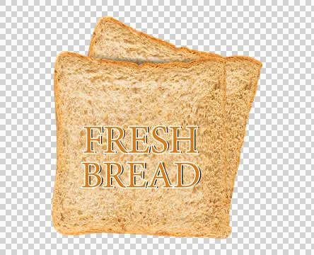 Two slices of whole wheat bread with FRESH BREAD text on transparent backgrou Stockillustratie