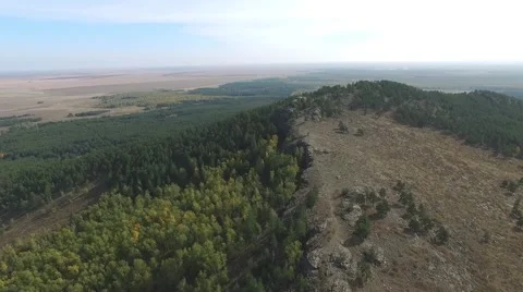 Two slopes of the mountain aerial Stock Footage 68386572